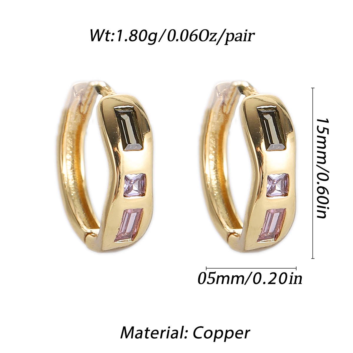 Boho Hoop Earrings for Women Female Slim Colorful Pave CZ Boho Fashion Earrings - Picture 55 of 108