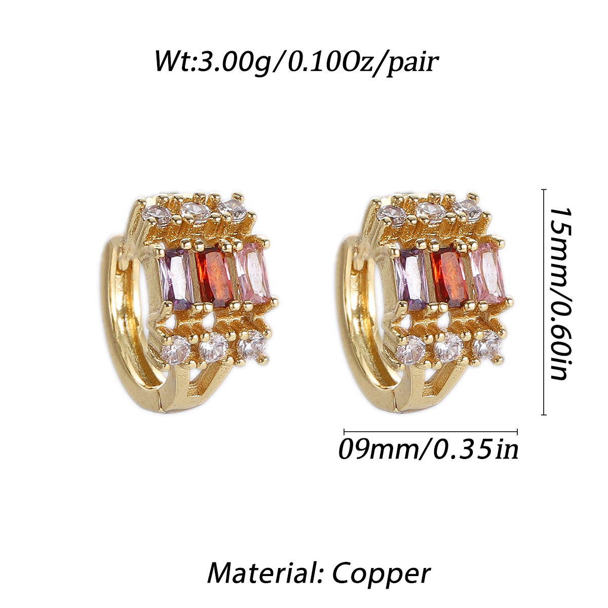 Boho Hoop Earrings for Women Female Slim Colorful Pave CZ Boho Fashion Earrings - Picture 49 of 108