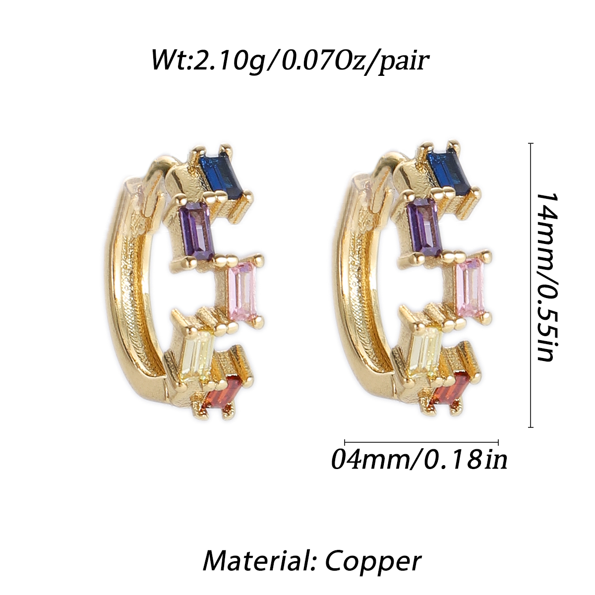 Boho Hoop Earrings for Women Female Slim Colorful Pave CZ Boho Fashion Earrings - Picture 77 of 108