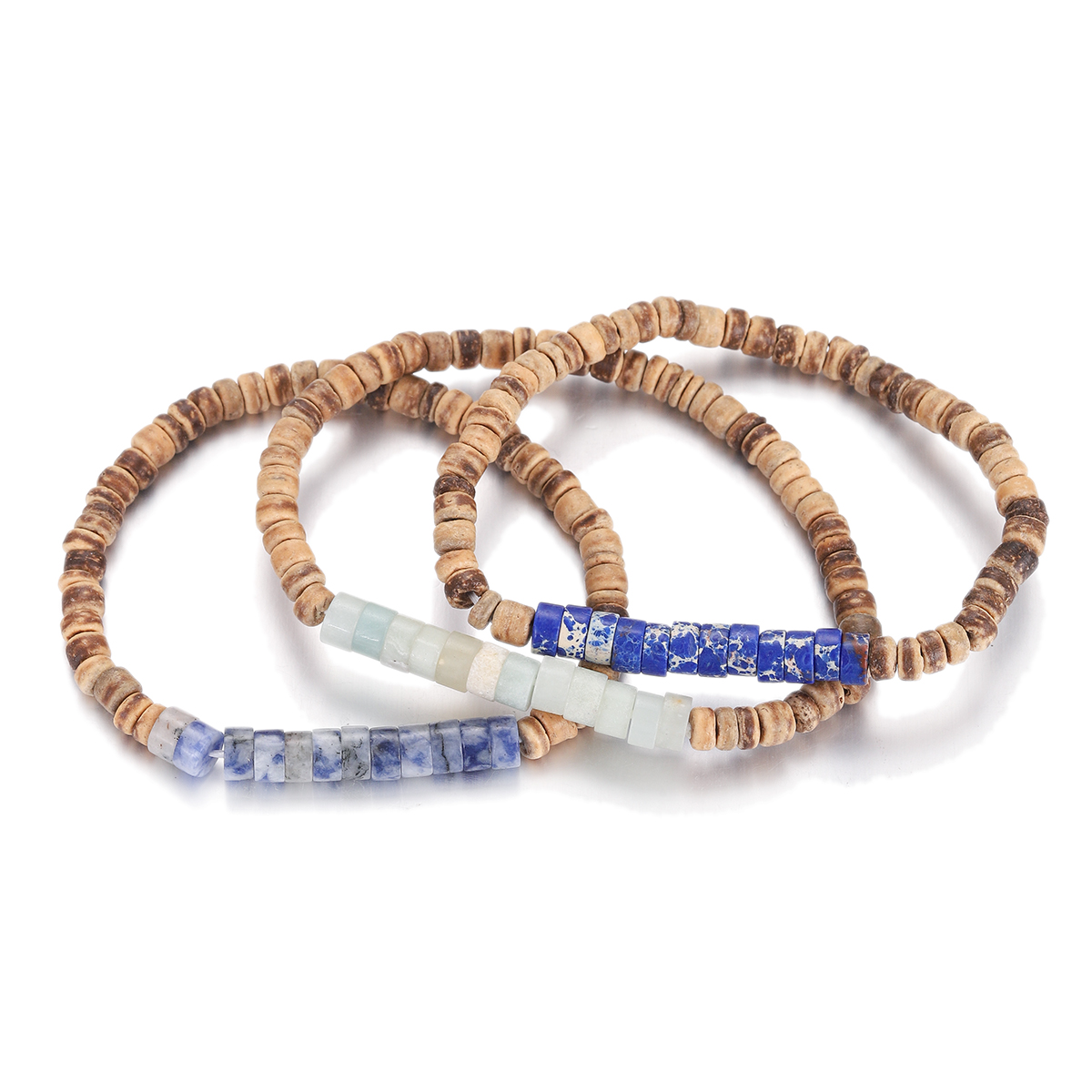 3Pcs Mens Surfer Bracelet Mens Beaded Bracelet Mens Stacking Coconut Bracelets