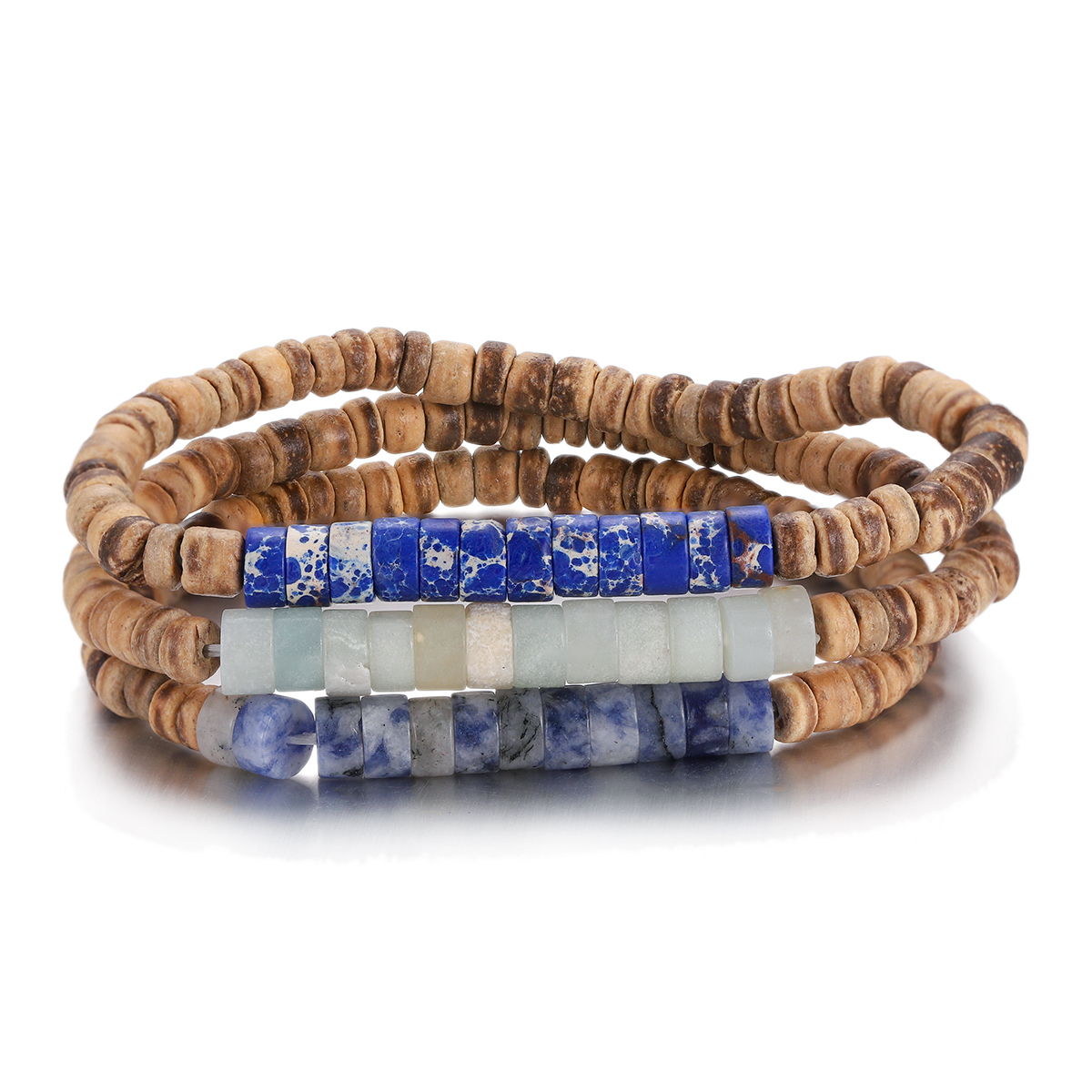 3Pcs Mens Surfer Bracelet Mens Beaded Bracelet Mens Stacking Coconut Bracelets