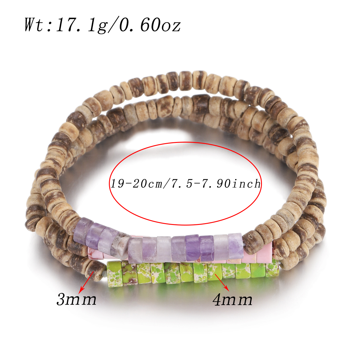 3Pcs Mens Surfer Bracelet Mens Beaded Bracelet Mens Stacking Coconut Bracelets