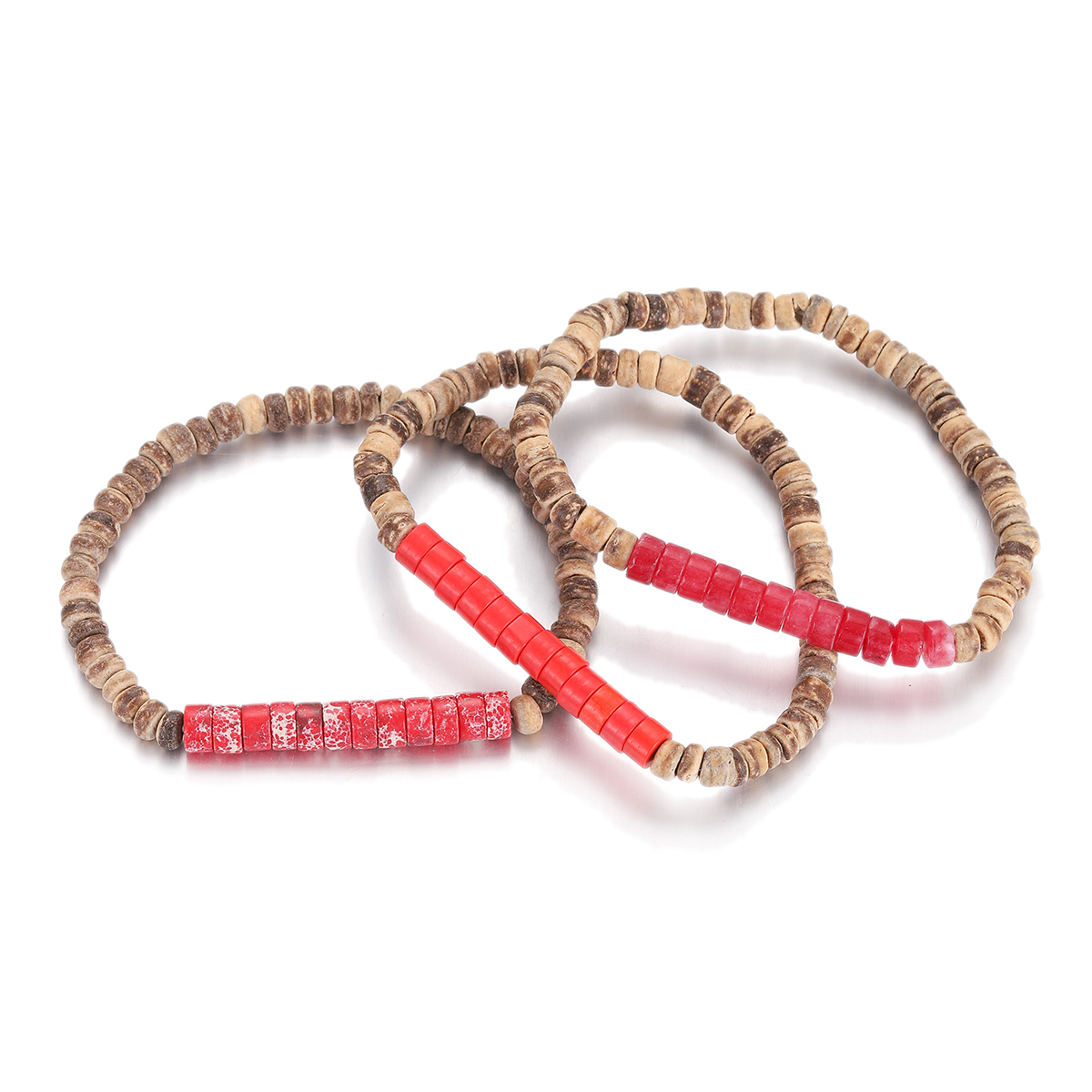 3Pcs Mens Surfer Bracelet Mens Beaded Bracelet Mens Stacking Coconut Bracelets