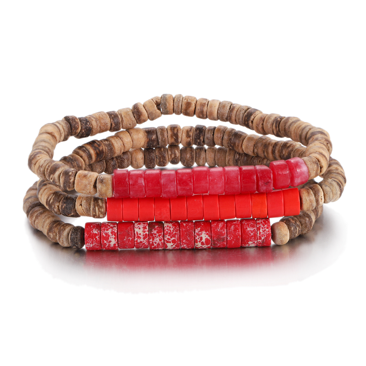 3Pcs Mens Surfer Bracelet Mens Beaded Bracelet Mens Stacking Coconut Bracelets