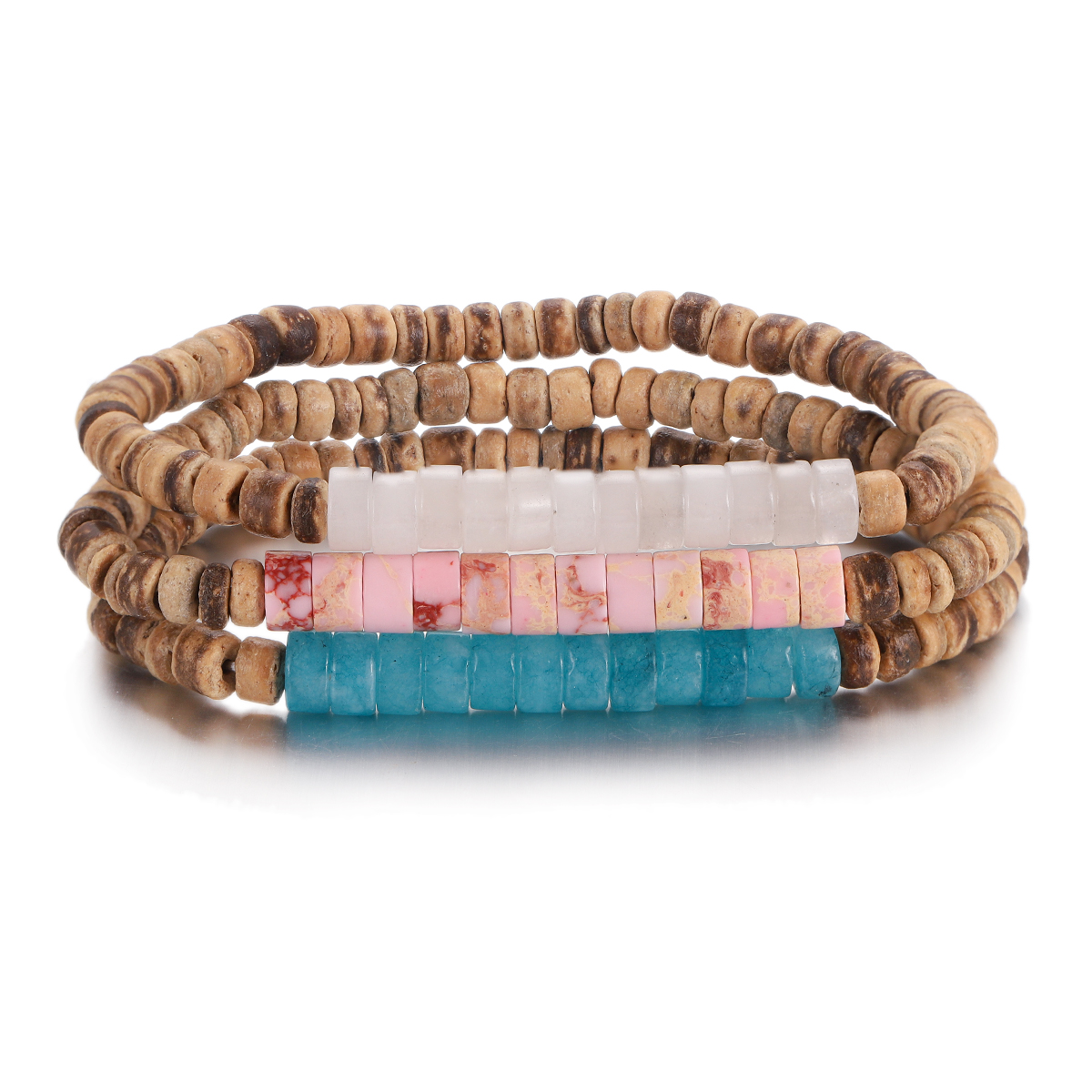 3Pcs Mens Surfer Bracelet Mens Beaded Bracelet Mens Stacking Coconut Bracelets