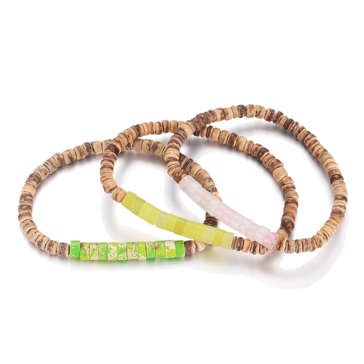 3Pcs Mens Surfer Bracelet Mens Beaded Bracelet Mens Stacking Coconut Bracelets