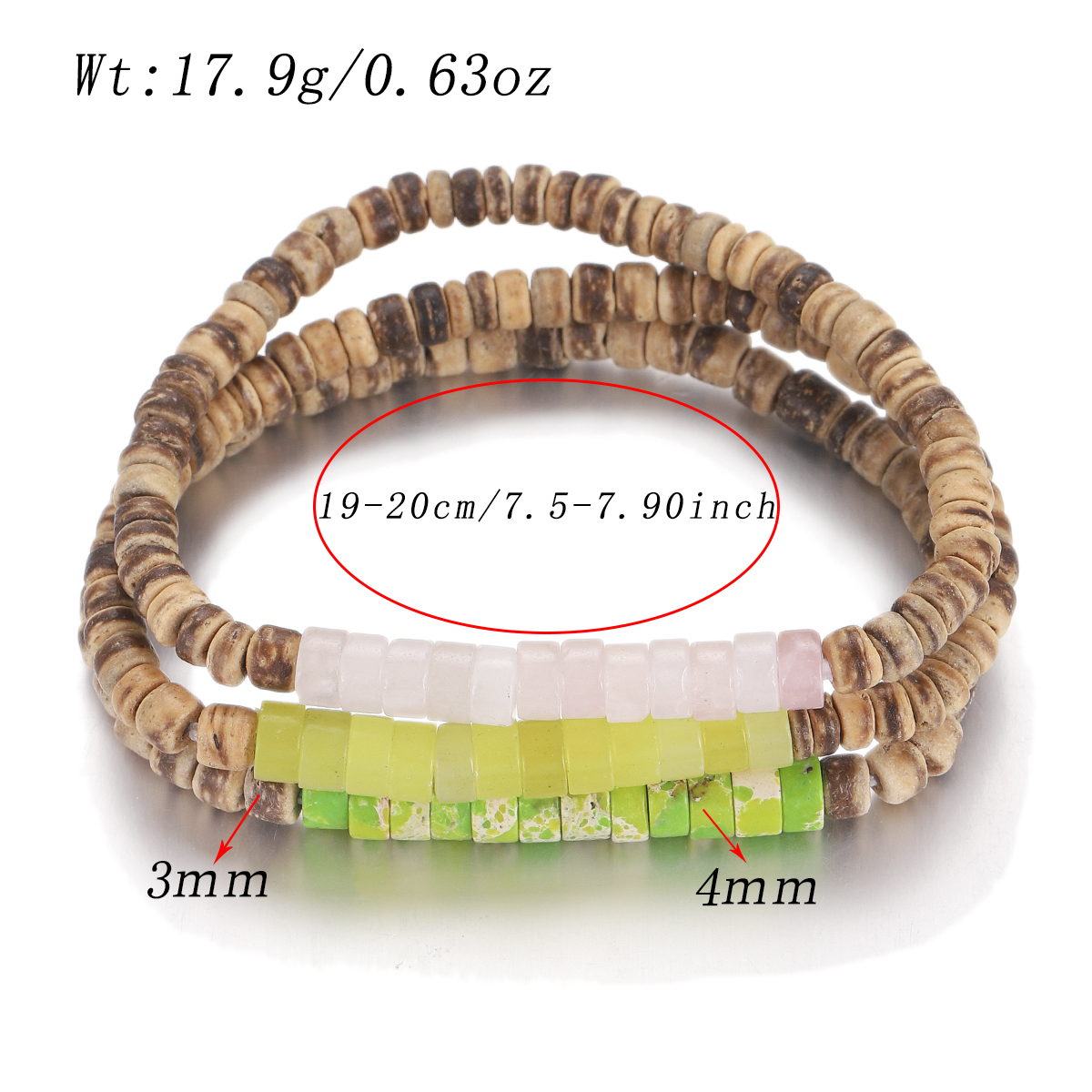 3Pcs Mens Surfer Bracelet Mens Beaded Bracelet Mens Stacking Coconut Bracelets