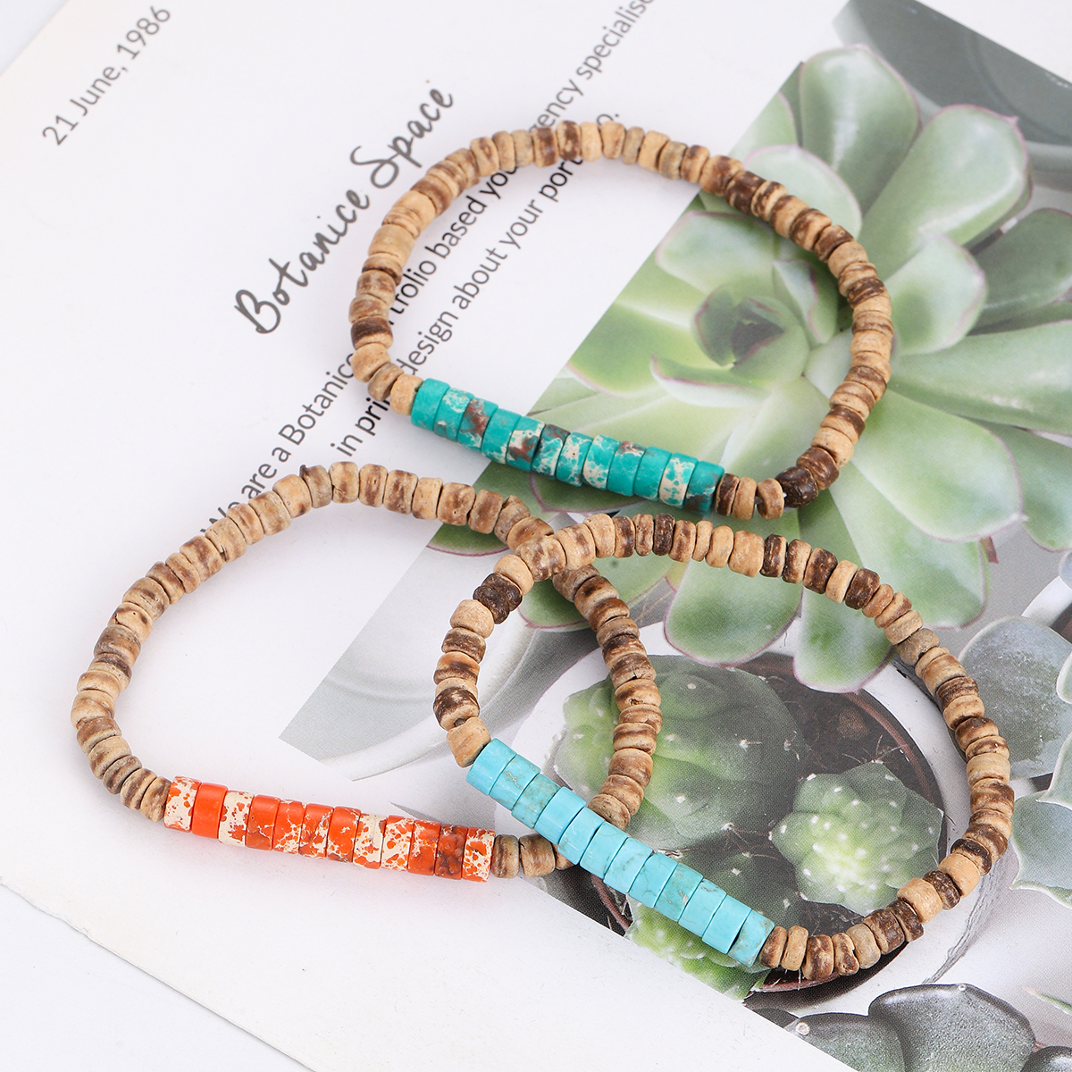 3Pcs Mens Surfer Bracelet Mens Beaded Bracelet Mens Stacking Coconut Bracelets