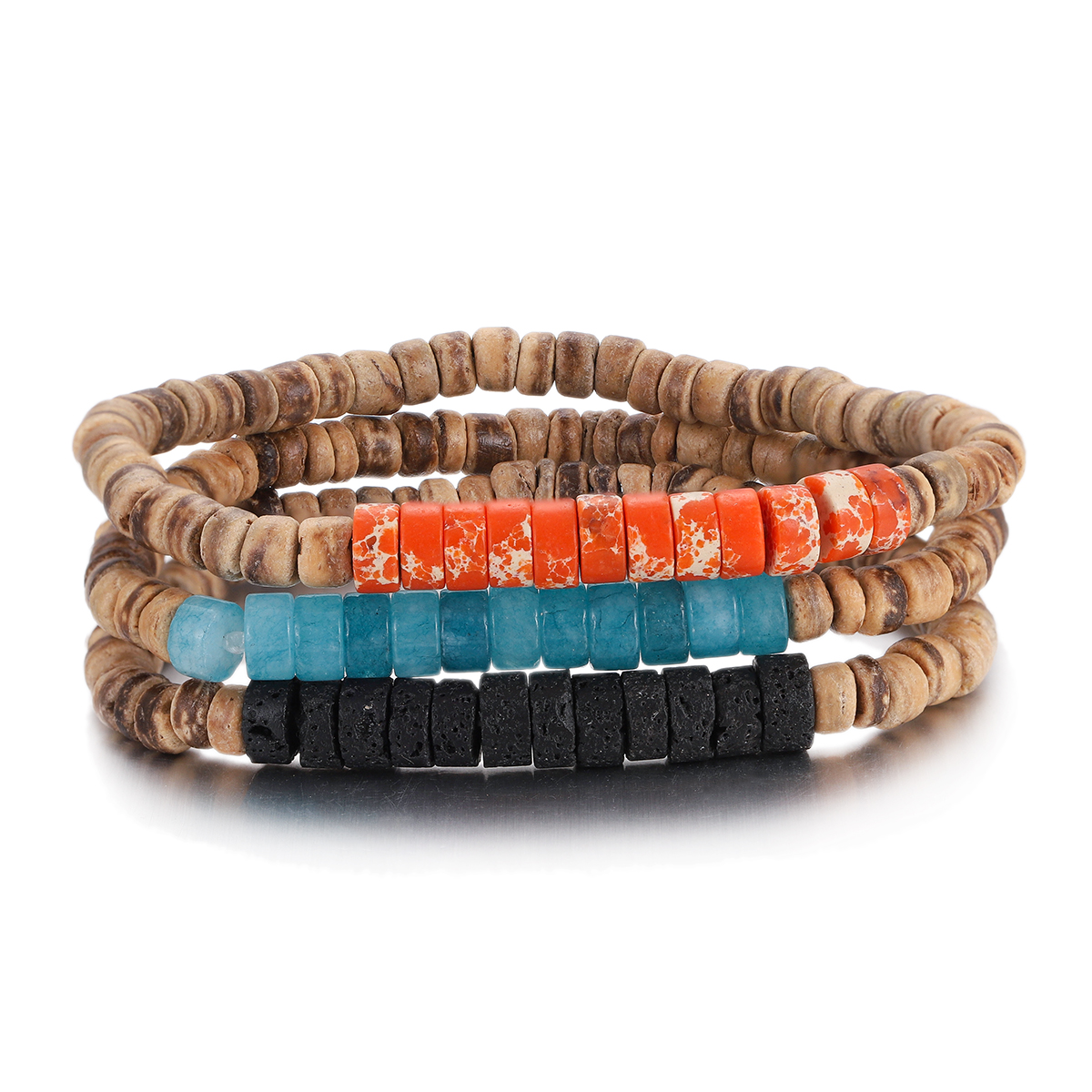 3Pcs Mens Surfer Bracelet Mens Beaded Bracelet Mens Stacking Coconut Bracelets