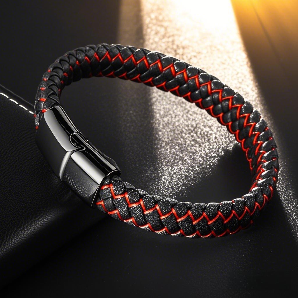 Moda Negro/Azul Hombres Acero Inoxidable Cierre Magnético Cuero Azul Brazalete Regalo - Imagen 14 de 14
