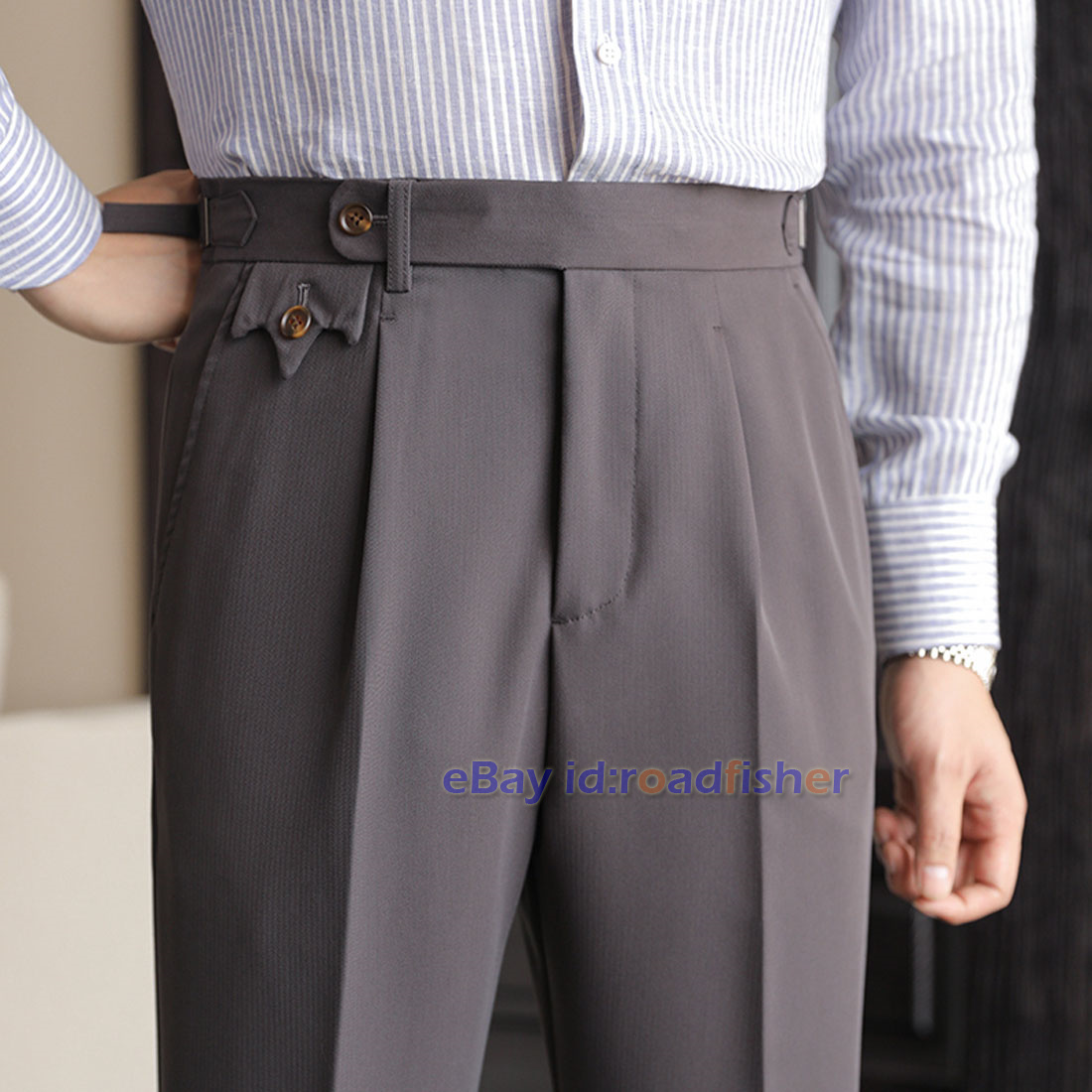 Paris Buckle Pants Mens Straight Trousers Naples Pants Business Pants Suit Pants