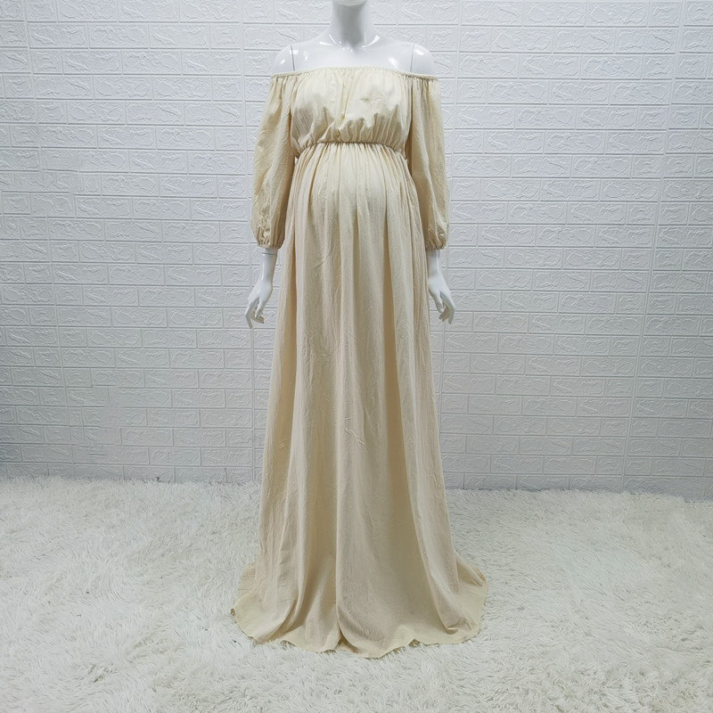 Pregnant Women's Dress Maternity Long Off Shoulder Gown For Photography Shoot - Picture 11 of 13