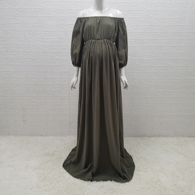 Pregnant Women's Dress Maternity Long Off Shoulder Gown For Photography Shoot - Picture 13 of 13