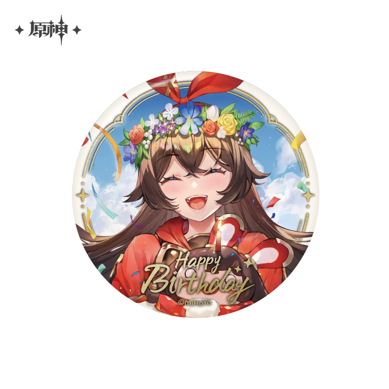 miHoYo Genshin Impact Official Badge Happy Birthday Emblem Original Goods Anime