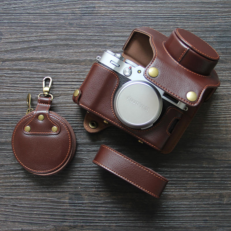 Leather Camera Bag Case Belt Strap Lens Cap Cover For Fuji X-100VI X100VI X100V - Picture 21 of 21