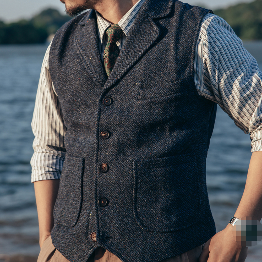 Wool Vest Men's Winter Warm Waistcoat Vintage Casual Coat Motorcycle Jacket Coat - Picture 12 of 12