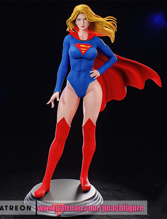 Supergirl 1/4 Figure Unpainted GK Models 3D Printed Unassembled Resin Kits 46cmH - Picture 7 of 8