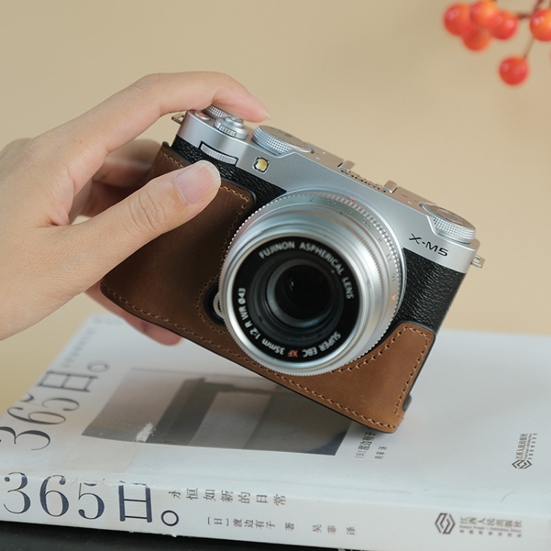 Genuine Leather Camera Bag Case Protect Cover Belt Strap For Fujifilm X-M5 XM5 - Picture 25 of 38