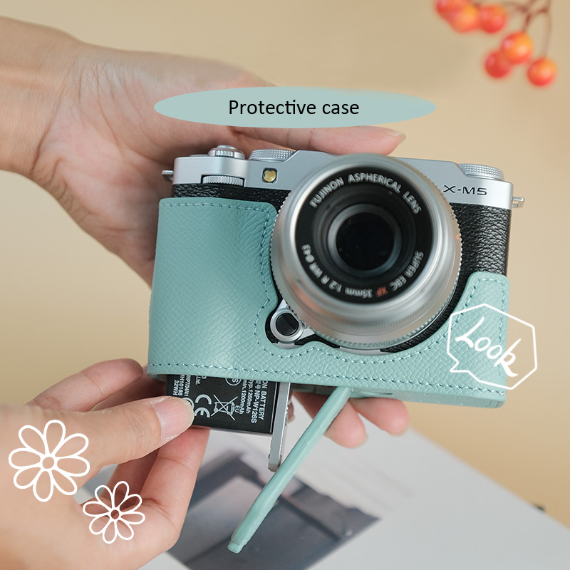 Genuine Leather Camera Bag Case Protect Cover Belt Strap For Fujifilm X-M5 XM5 - Picture 30 of 38