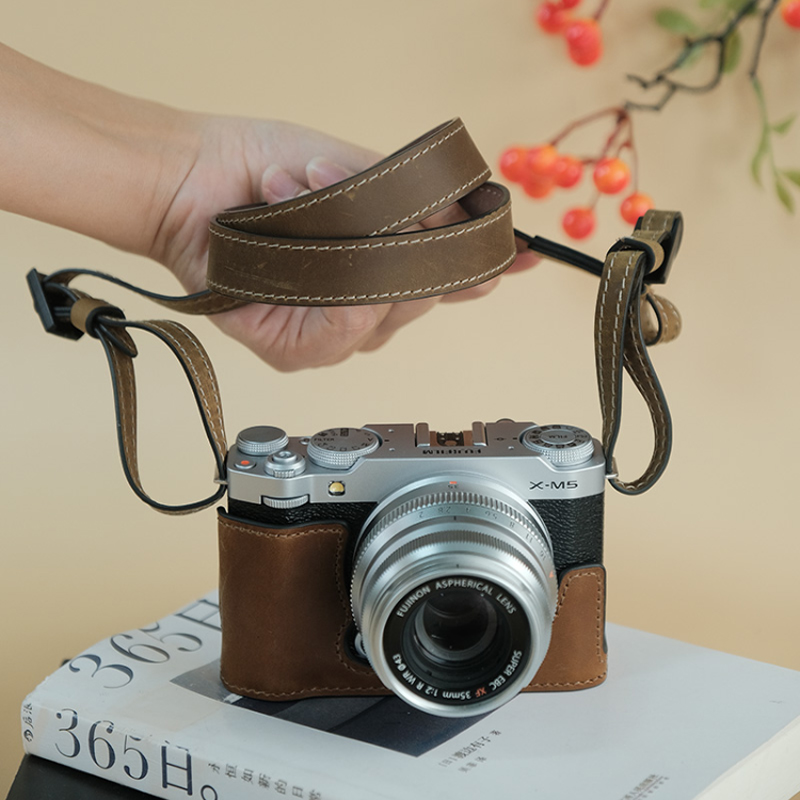 Genuine Leather Camera Bag Case Protect Cover Belt Strap For Fujifilm X-M5 XM5 - Picture 33 of 38