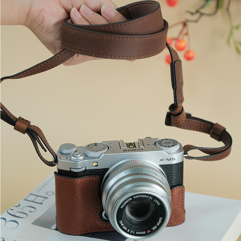 Genuine Leather Camera Bag Case Protect Cover Belt Strap For Fujifilm X-M5 XM5 - Picture 34 of 38