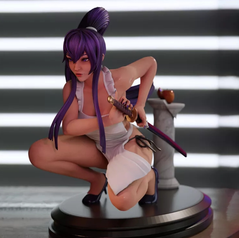 Saeko Busujima Maid 3 Vers Unpainted 3D Printing Resin Kits Figurine Model Gk - Picture 10 of 12