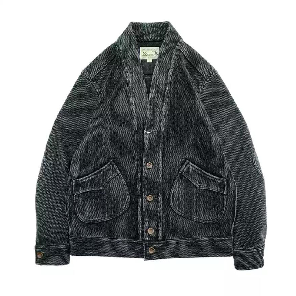 Men's Sashiko Taoist Robe Jacket Vintage Casual Coat Work Coat Black Coat Top - Picture 11 of 11