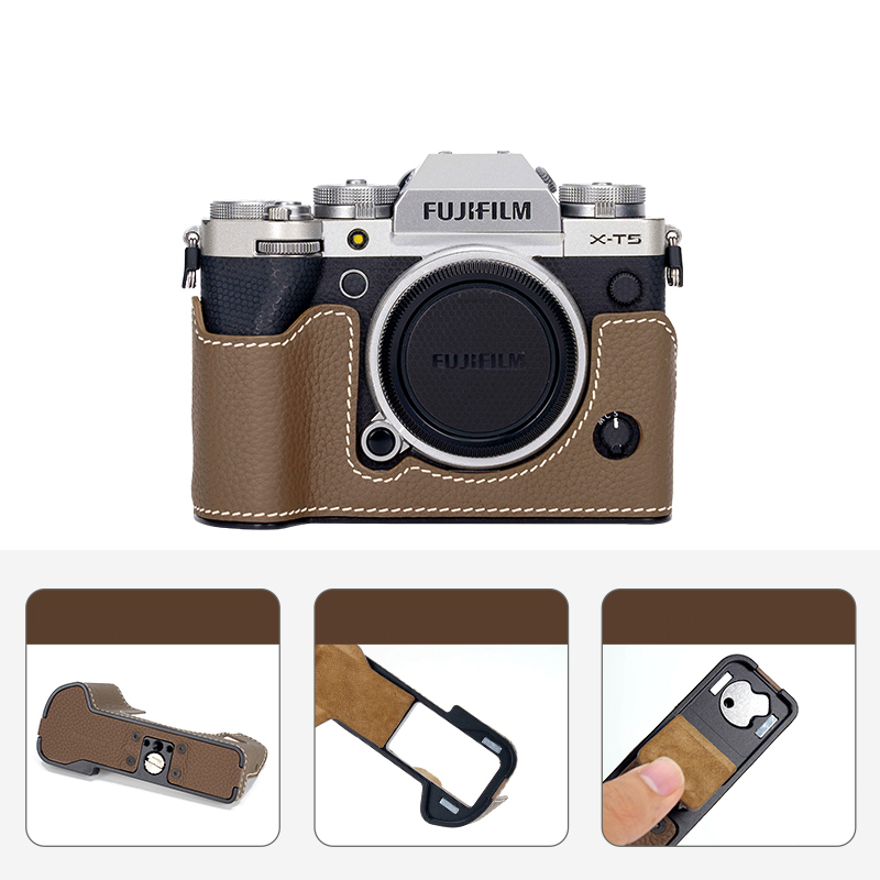 Real Leather Camera Bag Case Grip Cover Belt For Fujifilm X100VI XM5 XT5 XT50 - Picture 13 of 36