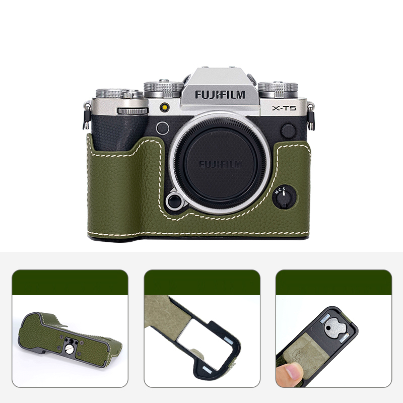 Real Leather Camera Bag Case Grip Cover Belt For Fujifilm X100VI XM5 XT5 XT50 - Picture 15 of 36