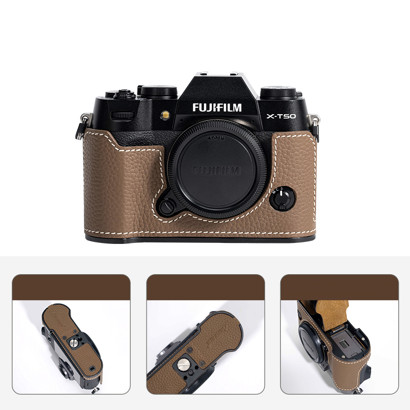 Real Leather Camera Bag Case Grip Cover Belt For Fujifilm X100VI XM5 XT5 XT50 - Picture 17 of 36