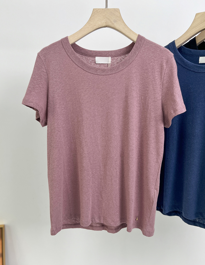 Baumwolle + Leinen dünnes weiches atmungsaktives Baumwolle Kurzarm T-Shirt weiblich französisch - Bild 25 von 31