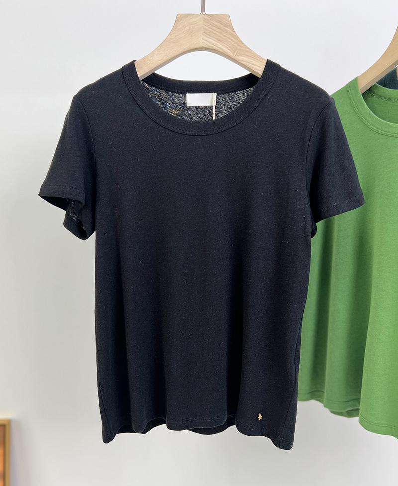 Baumwolle + Leinen dünnes weiches atmungsaktives Baumwolle Kurzarm T-Shirt weiblich französisch - Bild 27 von 31