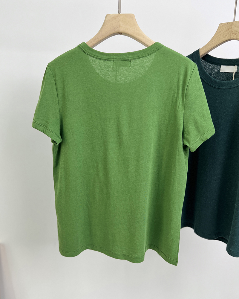 Baumwolle + Leinen dünnes weiches atmungsaktives Baumwolle Kurzarm T-Shirt weiblich französisch - Bild 28 von 31