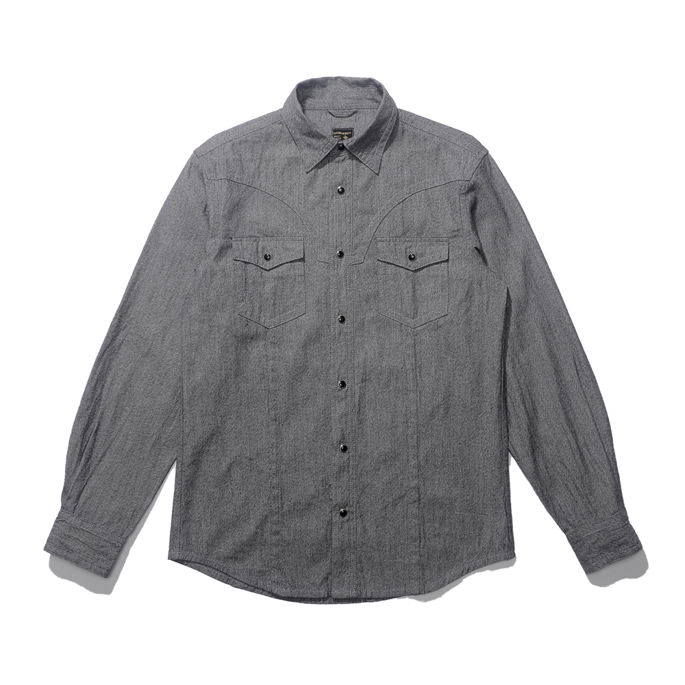 Work Shirt Men's Salt-and-pepper Denim Shirt Long Sleeved Shirt Coat Grey Top - Picture 13 of 13