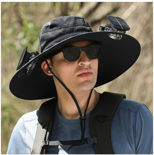 Unisex Exterior Alimentado Ventilador Ala Ancha Sombrero Verano Pesca Senderismo Gorra Nuevo - Imagen 8 de 15