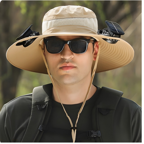 Unisex Exterior Alimentado Ventilador Ala Ancha Sombrero Verano Pesca Senderismo Gorra Nuevo - Imagen 9 de 15