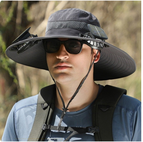 Unisex Exterior Alimentado Ventilador Ala Ancha Sombrero Verano Pesca Senderismo Gorra Nuevo - Imagen 11 de 15