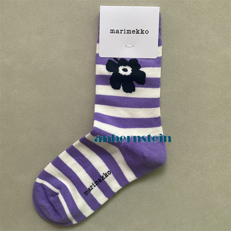 Marimekko Chaussettes Rétro Marée Saison Chaussettes Couleur Plantes et Fleurs Coton Chaussettes - Photo 27/62