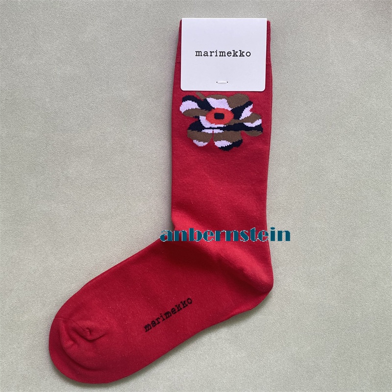 Marimekko Chaussettes Rétro Marée Saison Chaussettes Couleur Plantes et Fleurs Coton Chaussettes - Photo 43/62