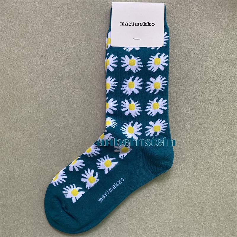 Marimekko Chaussettes Rétro Marée Saison Chaussettes Couleur Plantes et Fleurs Coton Chaussettes - Photo 45/62