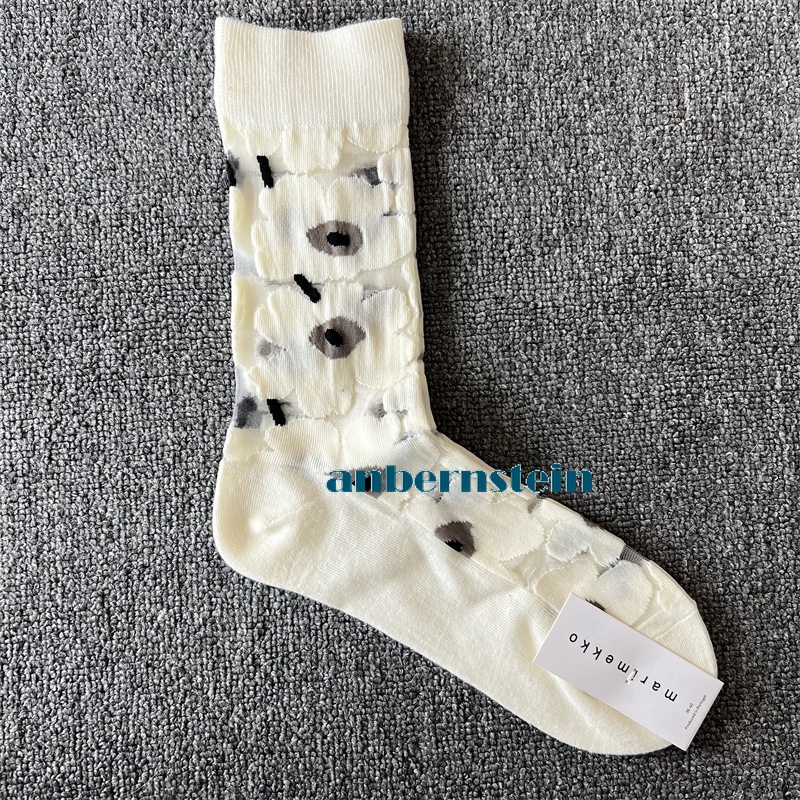 Tide Socks Marimekko Plants Flowers Printed Socks Ultra-Thin Tube Glass Socks - Picture 25 of 65
