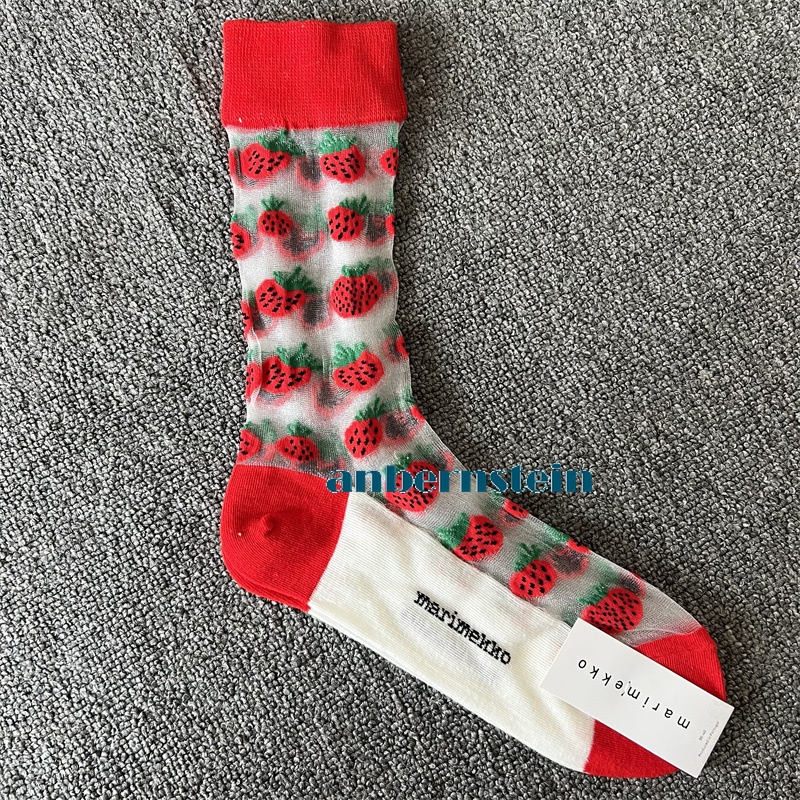 Tide Socks Marimekko Plants Flowers Printed Socks Ultra-Thin Tube Glass Socks - Picture 34 of 65