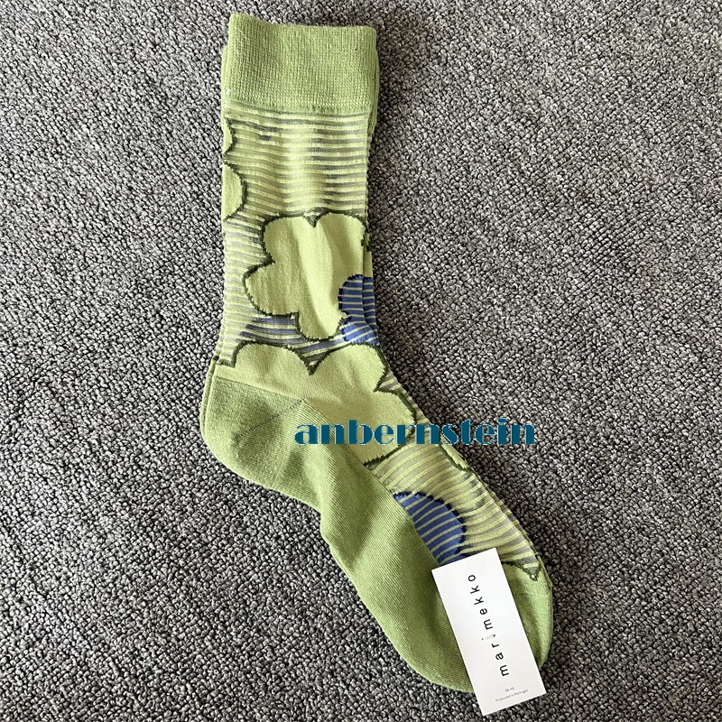 Tide Socks Marimekko Plants Flowers Printed Socks Ultra-Thin Tube Glass Socks - Picture 42 of 65