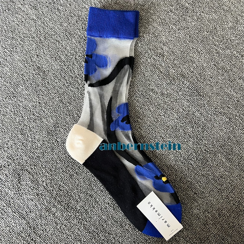 Tide Socks Marimekko Plants Flowers Printed Socks Ultra-Thin Tube Glass Socks - Picture 45 of 65