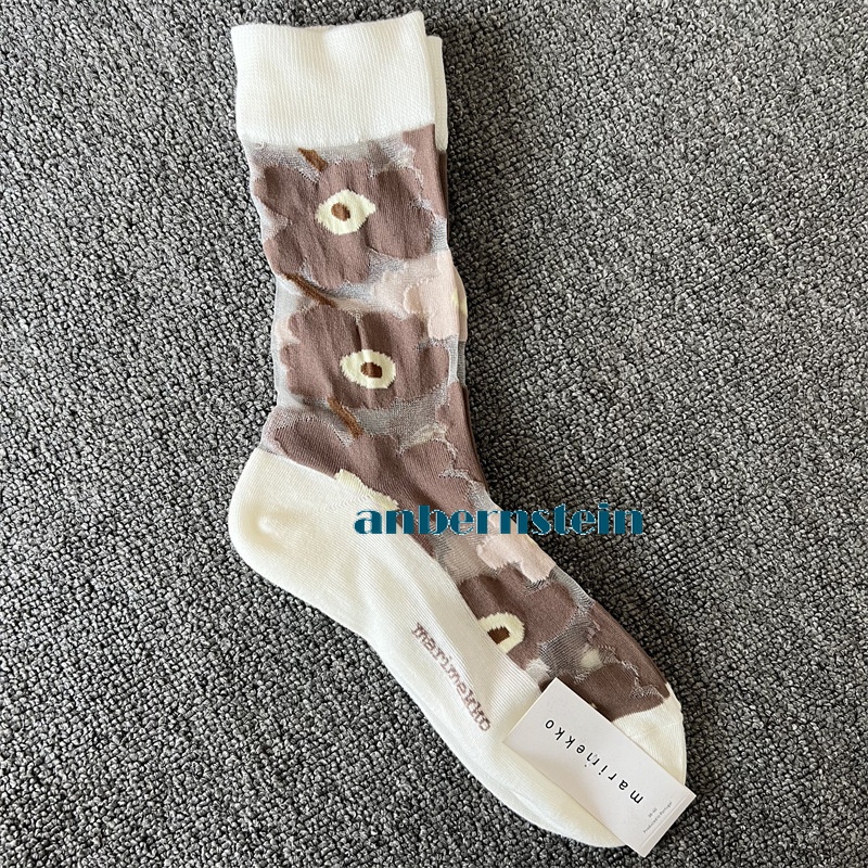 Tide Socks Marimekko Plants Flowers Printed Socks Ultra-Thin Tube Glass Socks - Picture 48 of 65