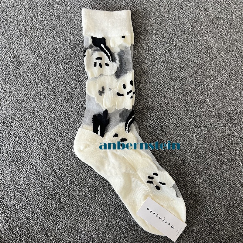 Tide Socks Marimekko Plants Flowers Printed Socks Ultra-Thin Tube Glass Socks - Picture 50 of 65