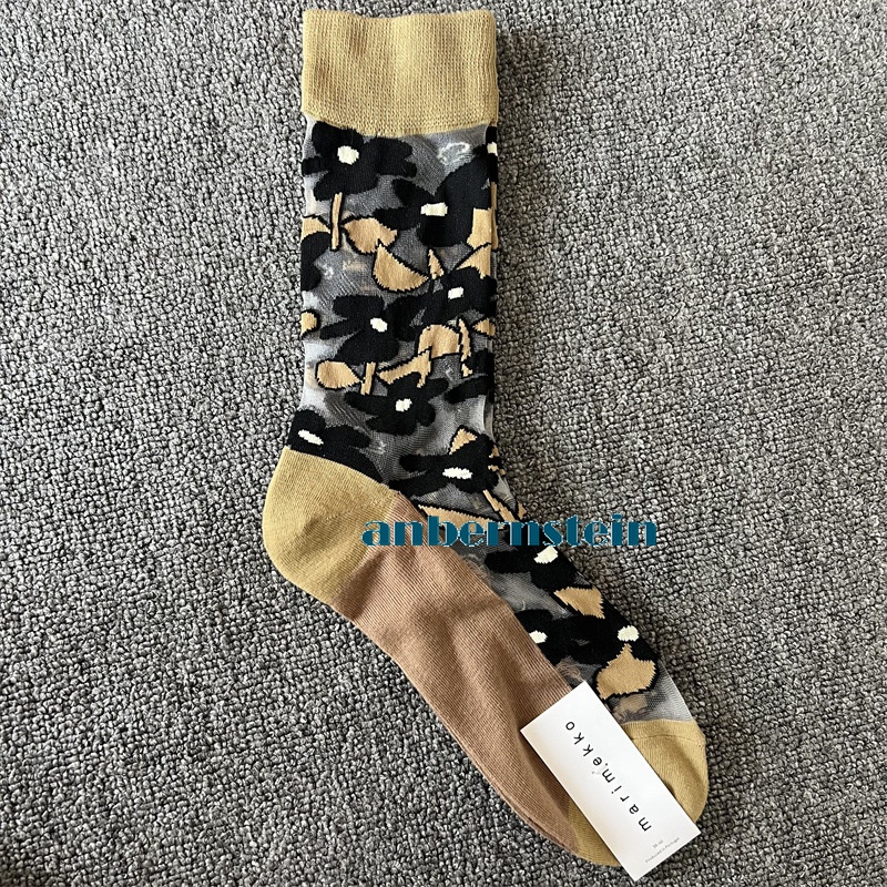 Tide Socks Marimekko Plants Flowers Printed Socks Ultra-Thin Tube Glass Socks - Picture 52 of 65
