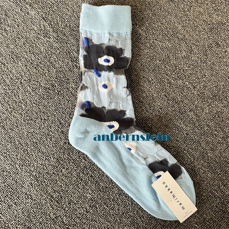 Tide Socks Marimekko Plants Flowers Printed Socks Ultra-Thin Tube Glass Socks - Picture 58 of 65