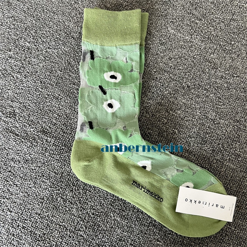 Tide Socks Marimekko Plants Flowers Printed Socks Ultra-Thin Tube Glass Socks - Picture 60 of 65