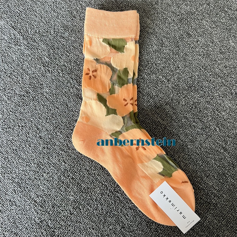 Tide Socks Marimekko Plants Flowers Printed Socks Ultra-Thin Tube Glass Socks - Picture 62 of 65